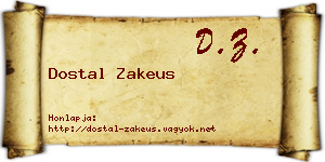 Dostal Zakeus névjegykártya